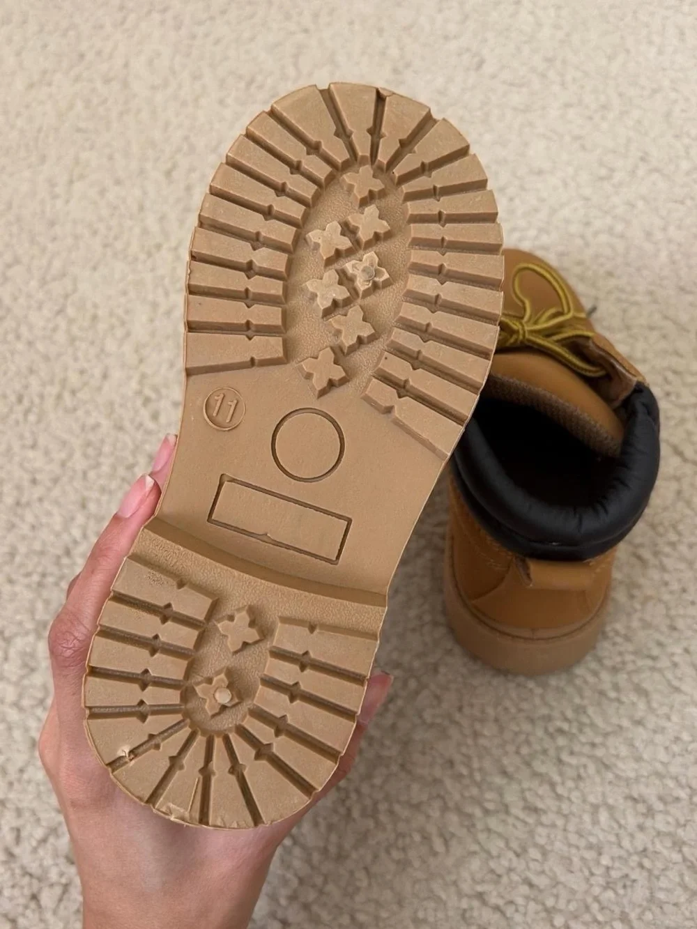 Kids Tan Lace-Up Work Boots - Durable Outdoor Shoes